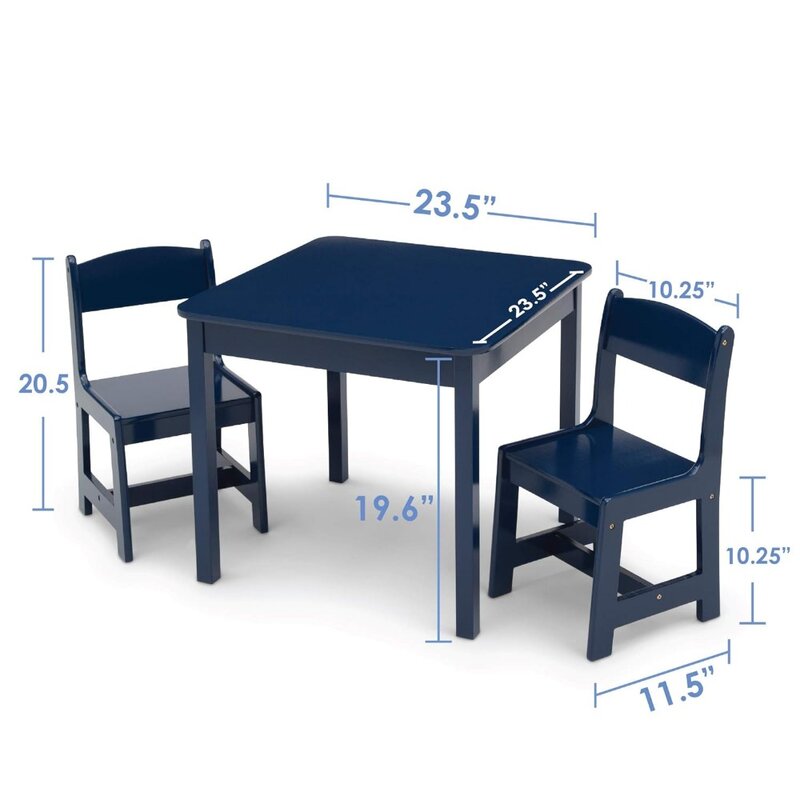 Table et chaise pour enfants de 2 à 6 ans, devoirs et plus, zones d'apprentissage, temps de collation, bleu profond, fret gratuit, enfant