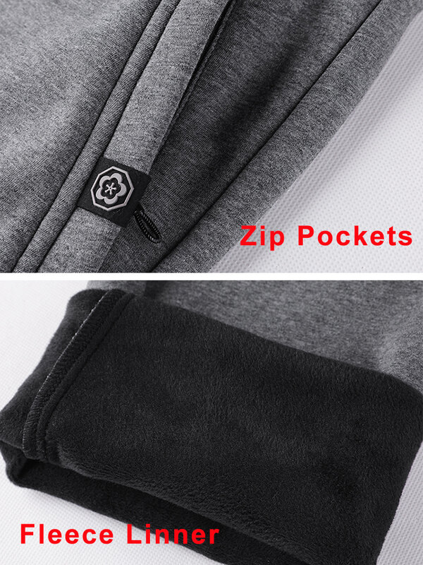 Winter Thick Warm Fleece Men's Joggers Sweatpants Plus Size Zip Pockets Long Cotton Track Pant Casual Thermal Trousers 8XL