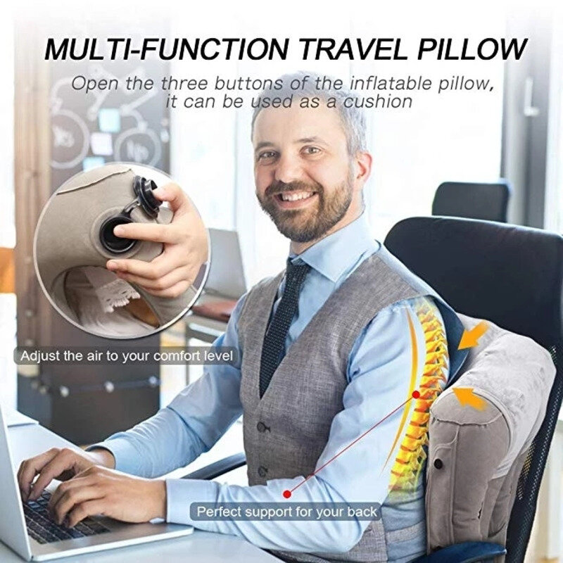 Almohada inflable de viaje para el cuello, multifunción para soporte Lumbar avión, tren, coche, casa y oficina