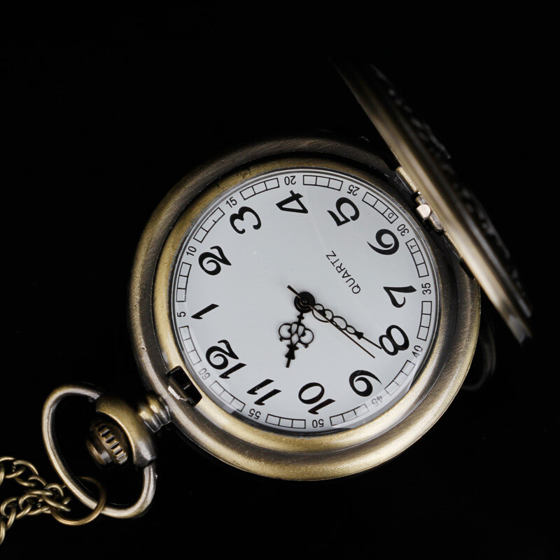 Słynny film brązowy zegar 9 3/4 platforma King's Cross zegarek kieszonkowy kwarcowy naszyjnik łańcuch zegarek FOB wisiorek sztuki kolekcje