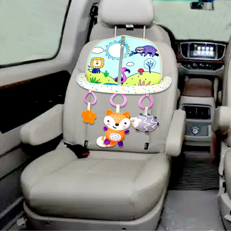 Infant Car Seats Toy Activity Center With Plush Toys Fun Travel Baby Toy For Rear Car Seats Easier Drive With Newborns Babies
