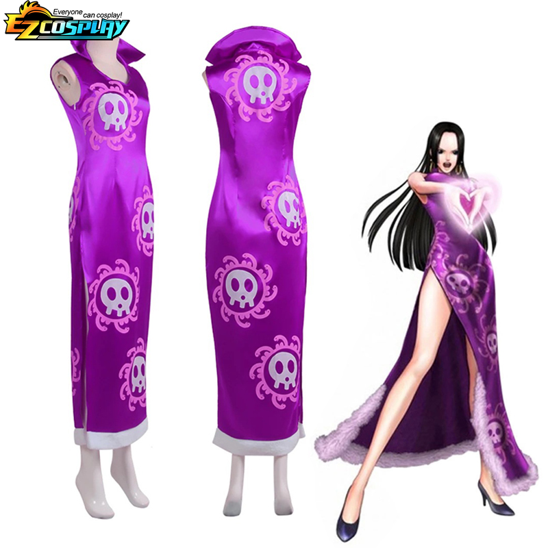 Vestido quimono anime para mulheres, rainha Boa Hancock Cosplay Traje, Capa Cheongsam, Conjunto de Roupas de Carnaval de Halloween