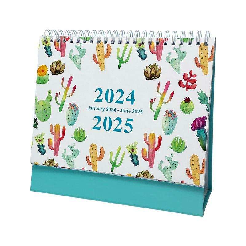 Calendario de escritorio de 18 meses, soporte de escritorio, planificador de 2024 a 2025, calendario de pie práctico minimalista multifuncional para