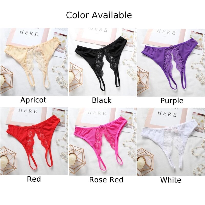 Women Lace Panties Thong G-string Sexy Lingerie For Ladies Underwear Crotchless T-back Hollow Erotic Briefs See-through Knickers