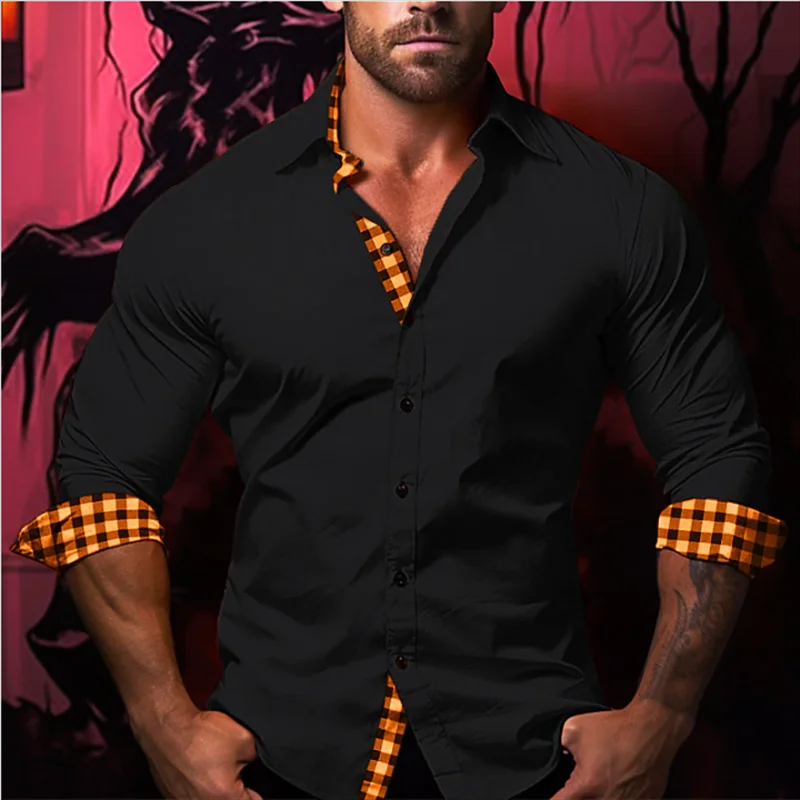 Camisa havaiana de manga comprida justa masculina, camisa casual em tamanho grande, 7 cores, verão, 2024