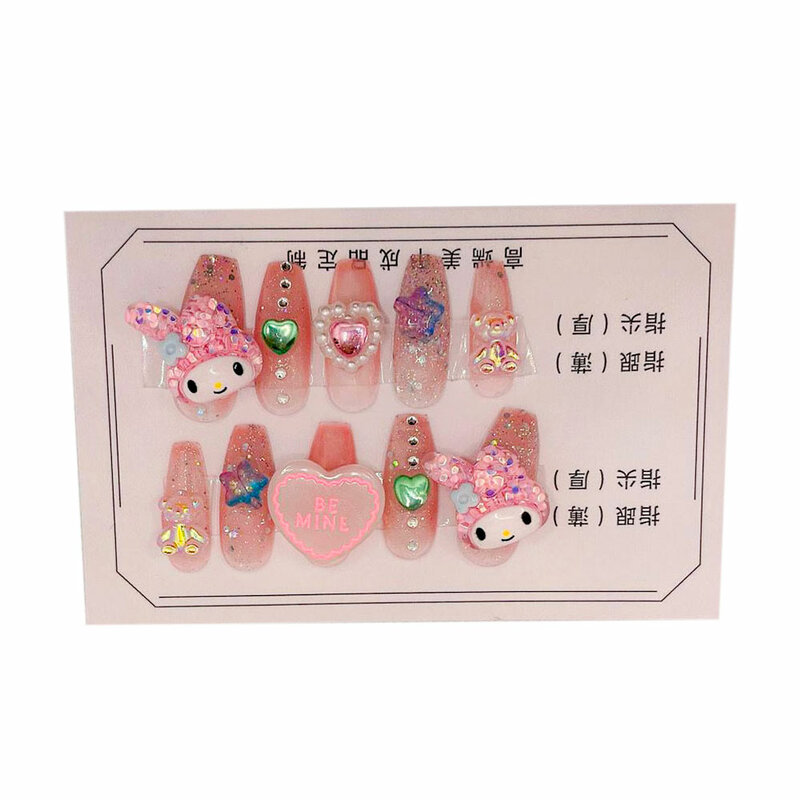 Hello Kitty False Nail Kawaii Sanrio accessori Anime Y2k Kuromi Filler False Nail Design rimovibile Manicure gioielli ragazza regalo