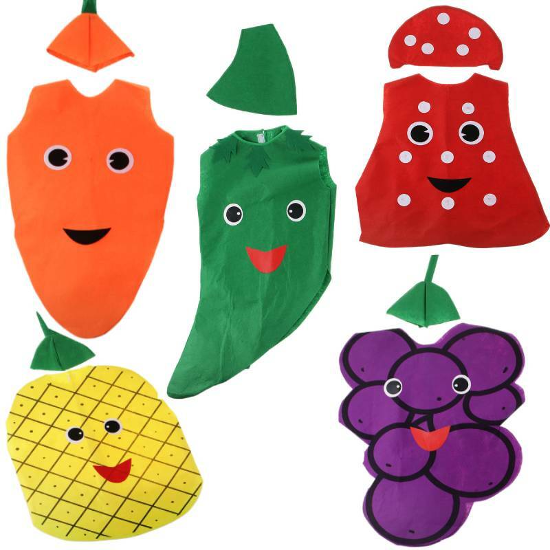 Costume de carotte pour enfants, tissu non tissé, tenue végétale, robe de paupières de fête