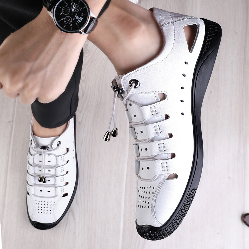 Letnie białe mokasyny oddychające i wygodne obuwie zewnętrzne fajne do wędrówek dla dorosłych męskie buty wysokiej jakości