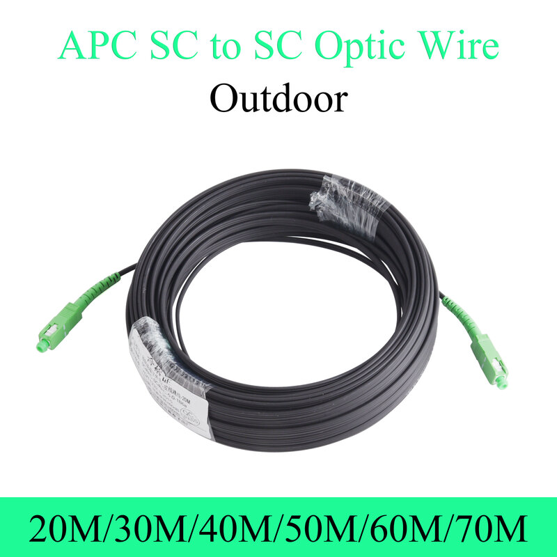 Fil à fibre optique APC SC à APC SC, câble d'extension extérieur monomode 1 cœur, patch Simsake, 20m, 30m, 40m, 50m, 60m, 70m