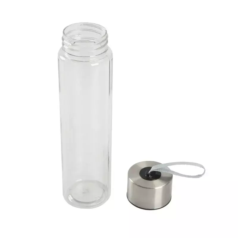 Mainstays 18oz Plastic Clear Water Bottle Stainless Steel Screw  Lid with Strap