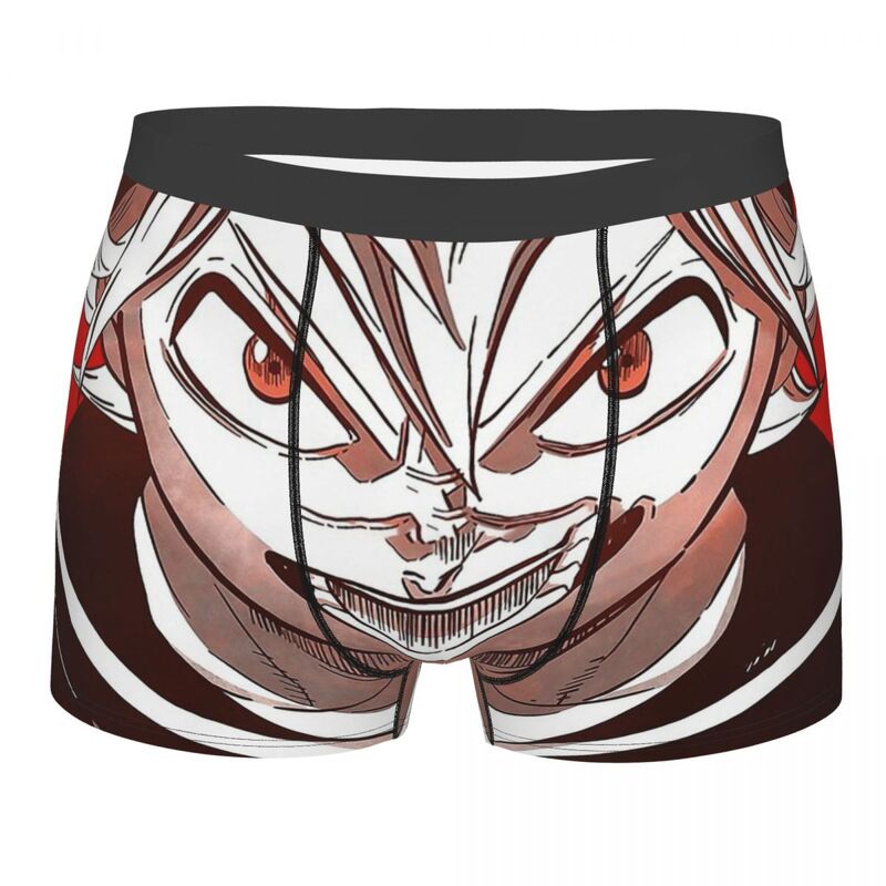 Novidade Asta Anime Boxer Shorts para Homens, Calcinha Trevo Preto, Cuecas, Roupa Interior, Cuecas Respiráveis, Tamanho Masculino