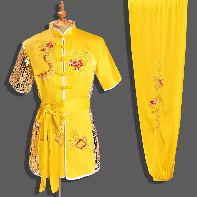 Mężczyźni kobiety chińskie tradycyjne smok Wushu mundur odzież Kung Fu zestaw sztuk walki Uniform Tai Chi Kleding Taoist Shaolin
