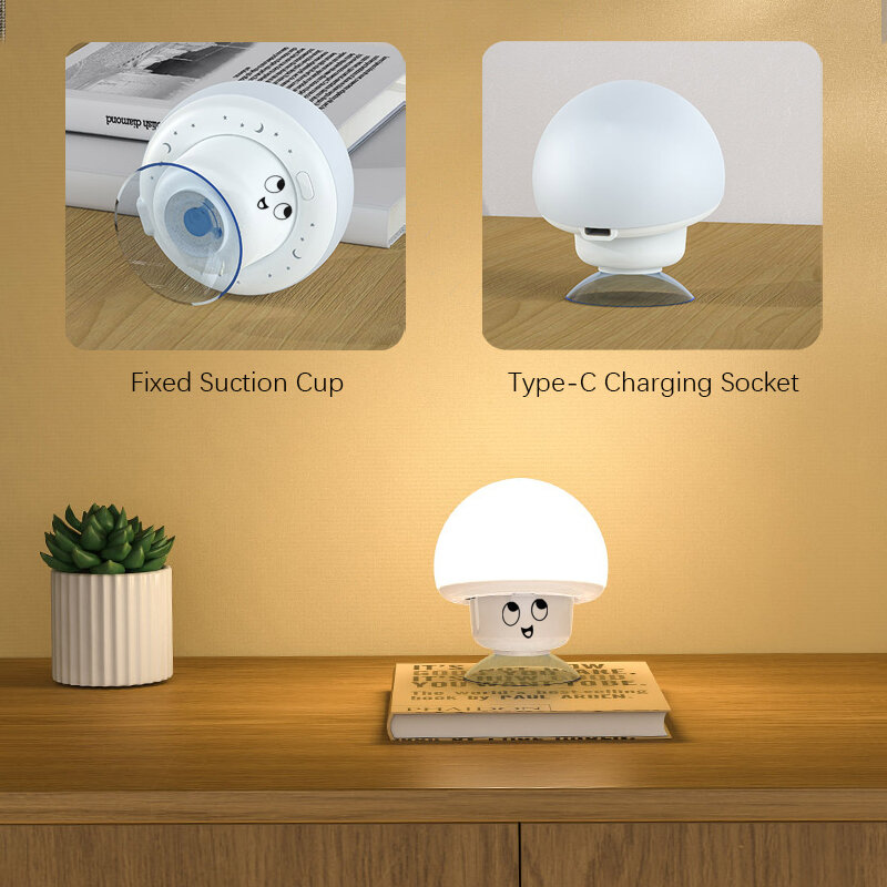 Lampu malam jamur, lampu perubahan 6 warna dengan Sensor sentuh, lampu isi ulang USB, lampu LED portabel untuk kamar tidur, hadiah, dekorasi