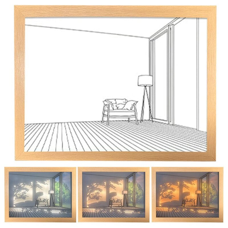 Lighting Painting Decoration 3 Colors LED Light Sunshine Shadow Picture Frames USB Plug Acrylic Paintings-Drop Ship