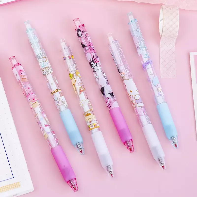 Bolígrafo de gel de presión de serie de dibujos animados de Anime Kawaii Sanrioed, bolígrafo de agua de prensa creativa, papelería para estudiantes de escuela secundaria, oferta especial