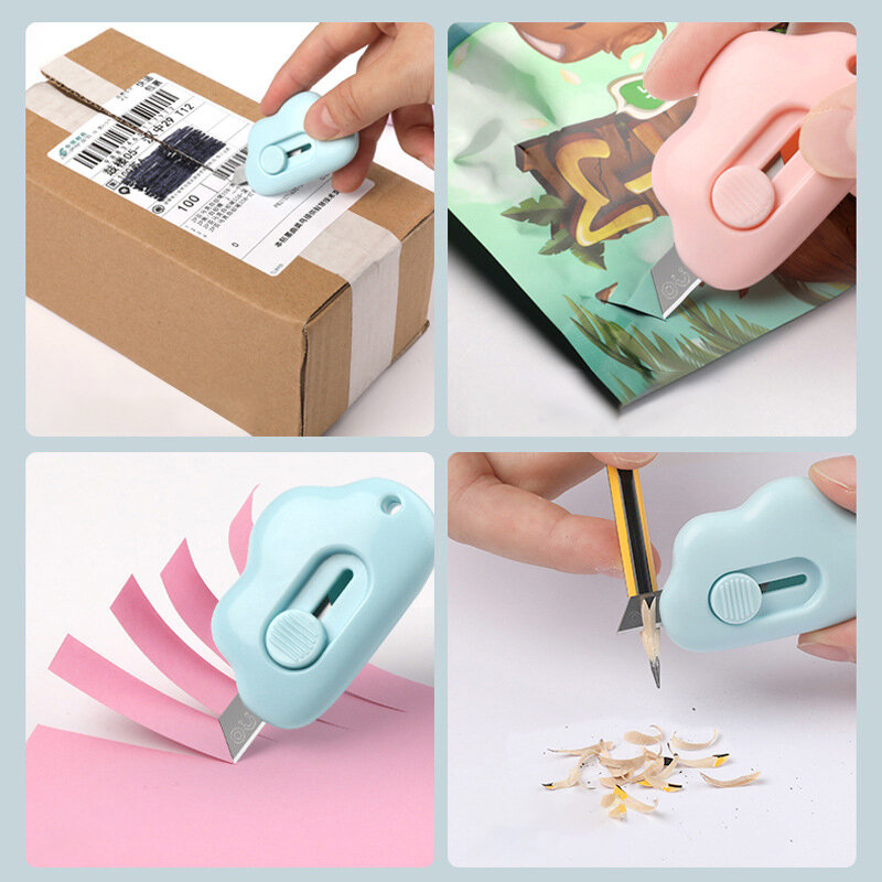 Cute Cloud Shape Mini Portable Utility Knife Paper Cutter Cutting Paper Razor Blade Office Stationery Cutting Supplies