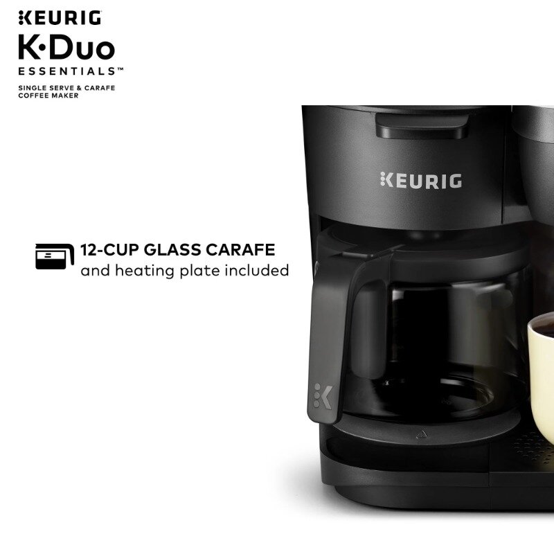Keurig K-Duo Essentials Black Single-Serve K-Cup Pod Coffee Maker, (nero/grigio chiaro di luna) opzionale