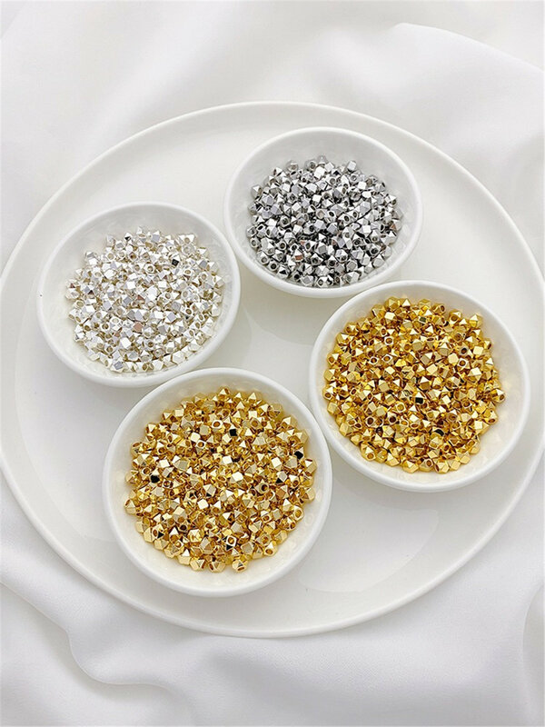 Perline angolari poligonali rivestite in oro 14K perline sparse separate da bracciali fatti a mano fai da te collane accessori per gioielli Materia