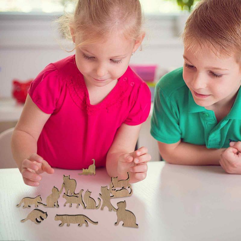 미니 나무 고양이 인형, 데스크탑 밸런스 쌓기 게임 장난감, 부모 자녀 상호 작용, 12 가지 모양 블록