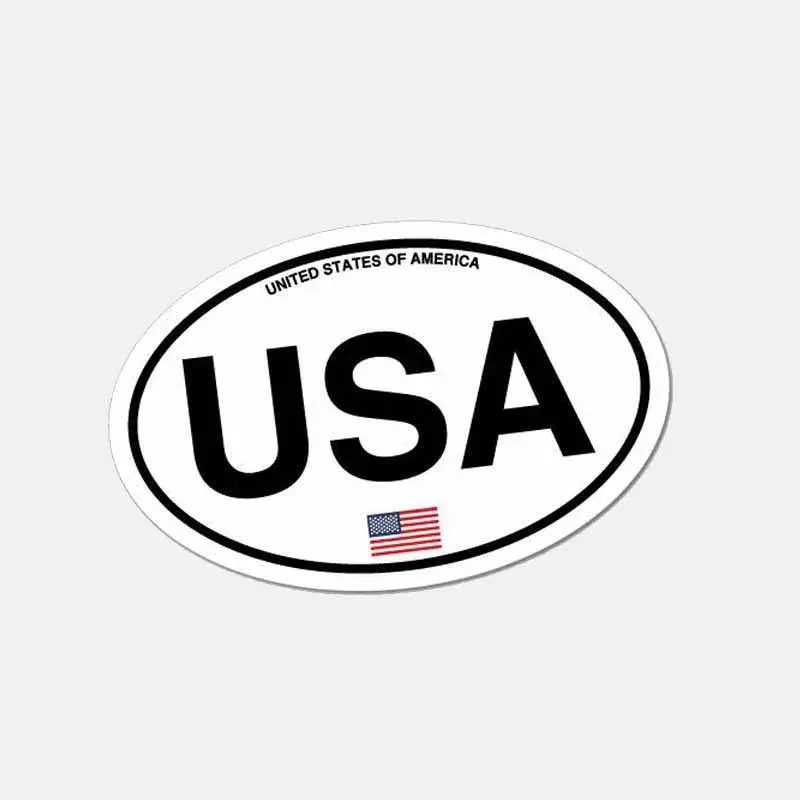 Car Sticker Oval US Country Code Vinyl Sticker PVC Waterproof Sunscreen 15cm
