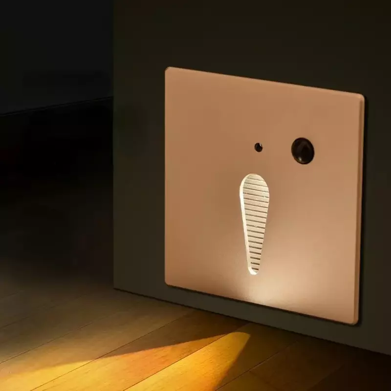 Lâmpada LED com sensor de movimento Luz de parede inteligente, embutida PIR, Footlight para escadaria, degrau, escada, foyer, decoração do quarto