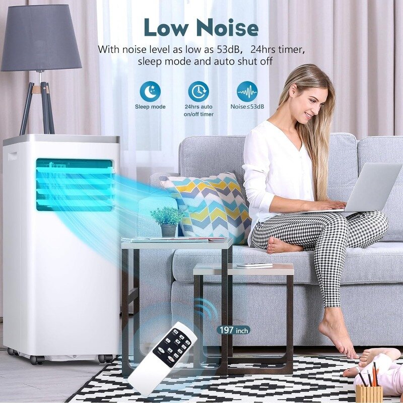 R.W.FLAME 10,000 BTU Portable Air Conditioner for Room Up to 450 Sq.Ft, with Dehumidifier & Fan, Standing AC, LED Display