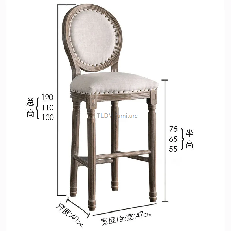 Антикварные барные стулья, домашняя барная мебель, американские барные стулья из цельной древесины, европейская ретро-спинка, высокий стул для кухни