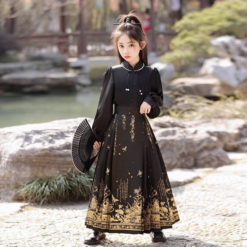 Horse Face Skirt Girls Suit Swordswoman Hanfu Traditional Tang Dynasty Children Hanfu Cosplay Dress Vintage Ethnic Style Clothes