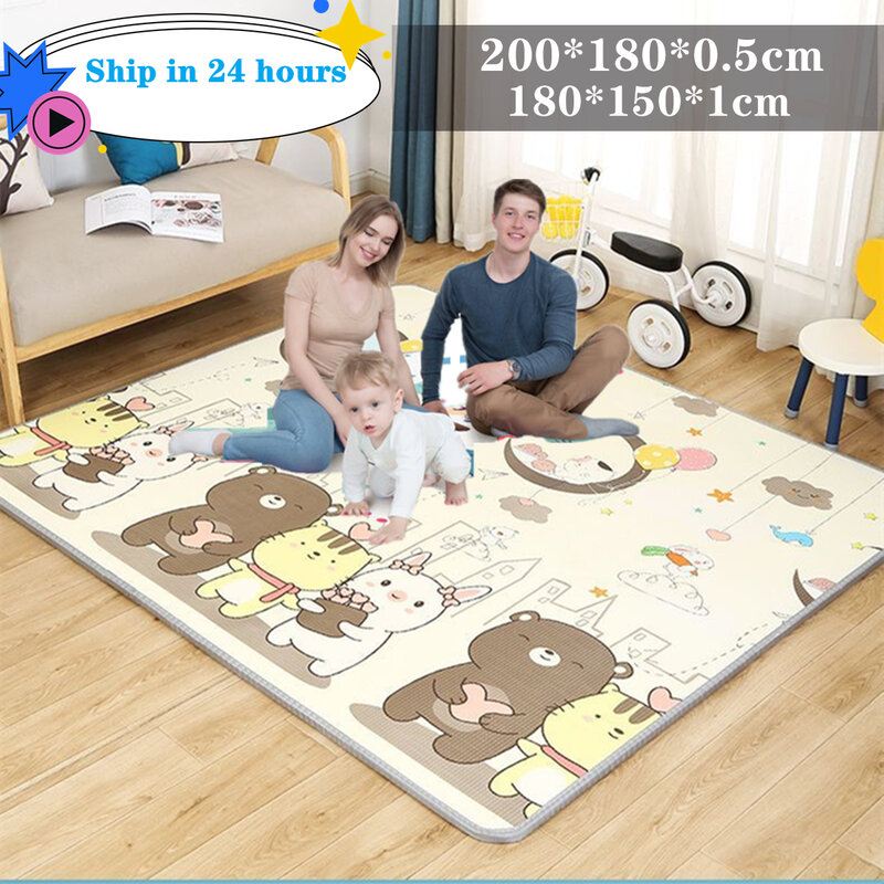 EPE-alfombra plegable para actividades de bebé, estera de seguridad no tóxica de 1CM de grosor, para gatear, gimnasio
