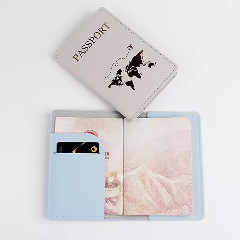 Travel Men Women Fashion Passport Holder Case Credit Card Wallet New Pu Leather Waterproof Passport Cover with Card Holder