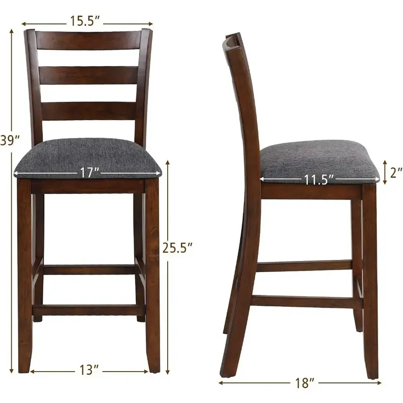 ชุดเก้าอี้สตูล4ชิ้นเก้าอี้สตูลความสูงเคาน์เตอร์พร้อมด้านหลังเก้าอี้สตูลหุ้ม