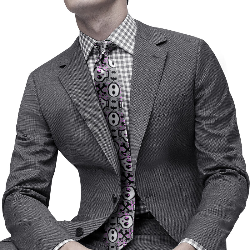 Zabawna kreskówka nadruk z czaszką mężczyźni krawat moda na co dzień 8CM kreatywny nowość krawat mężczyźni unikalne akcesoria wesele prezent biznesowy krawat