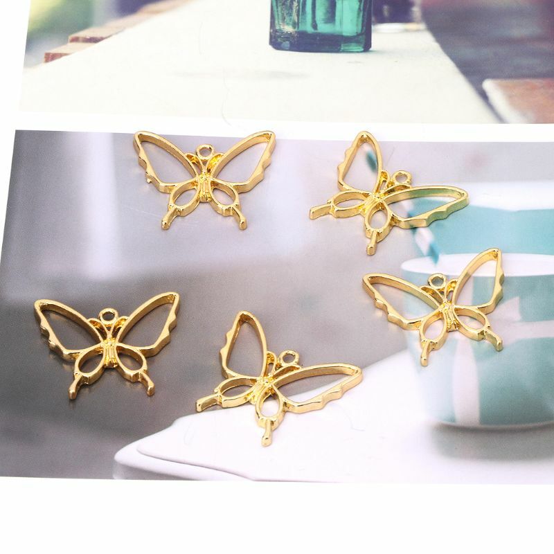 5Pcs for butterfly Resin Blank Frame Pendants Bezel Cabochon Setting Jewelry Mak
