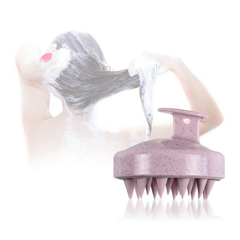 Escova de massagem do couro cabeludo para couro cabeludo úmido e seco, pente de silicone macio para limpeza da cabeça, para adulto, 1 conjunto