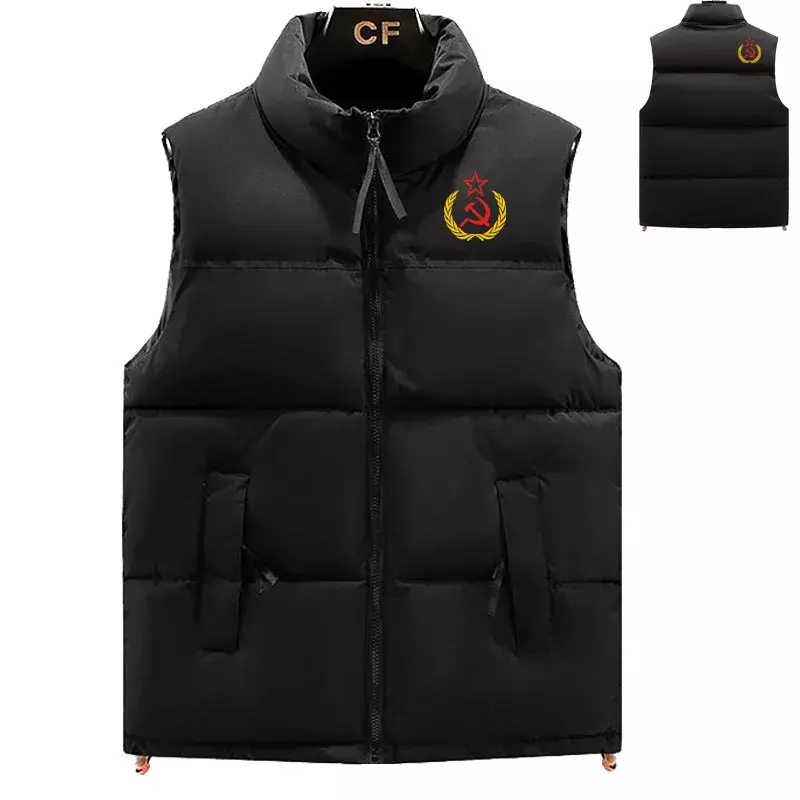 Colete de algodão para homens, impressão do logotipo CCCP, casaco quente grosso, colete esportivo casual de alta qualidade, inverno, 2023