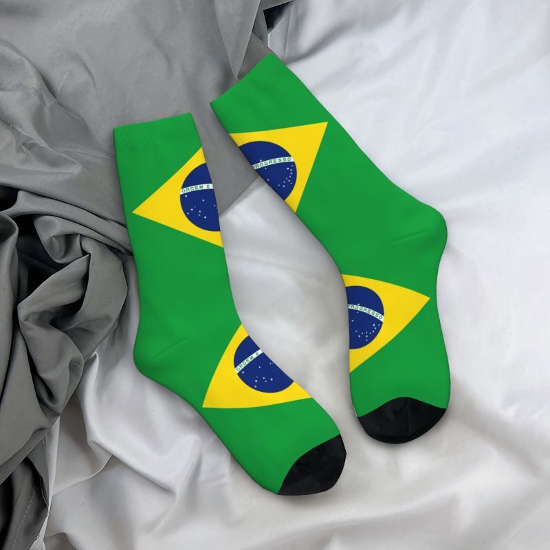 남녀공용 멋진 3D 프린트 드레스 양말, 브라질 국기, 자랑스러운 남자 크루 양말