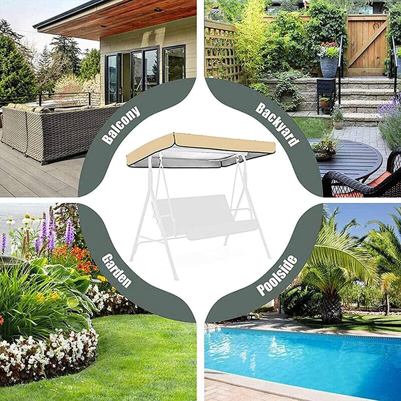 Swing Canopy Substituição Top Cover, proteção solar à prova d'água para jardim ao ar livre, leve e durável de usar, EIG88