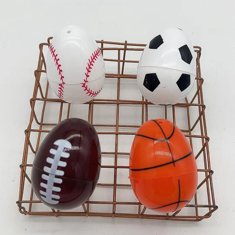 Easter Eggs-Shaped Plastic Toy para crianças, decoração de cesta, bolas esportivas, bola de futebol, basquete, futebol, beisebol, fofo, presente