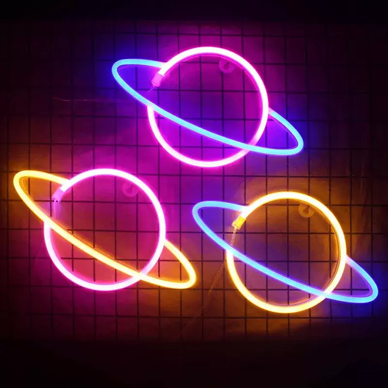 كوكب بار النيون تسجيل ضوء الطرف الجدار الشنق LED لعيد الميلاد متجر نافذة الفن جدار ديكور أضواء النيون مصباح USB أو بطارية تعمل بالطاقة