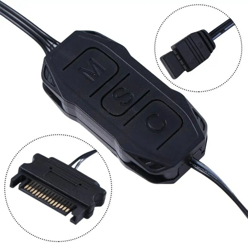 Durable Manual button AURA ARGB 3 Pin to SATA SATA Power Supply Cable HUB Adapter Controller Cable Mini Control RGB Controller
