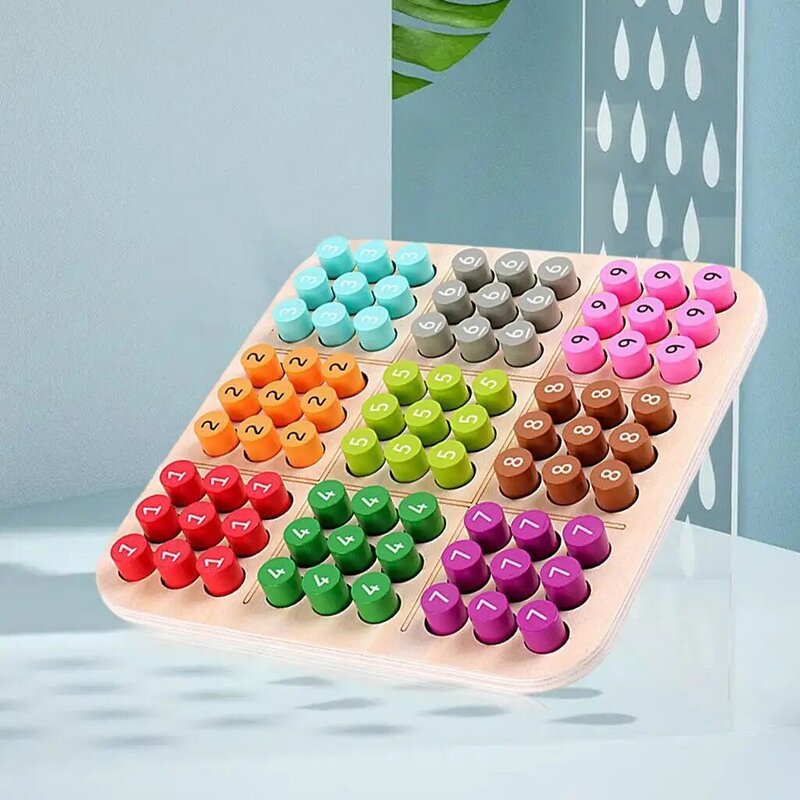 Wooden Sudoku Puzzles Board Game Brain Teaser Colorful Kids Adults
