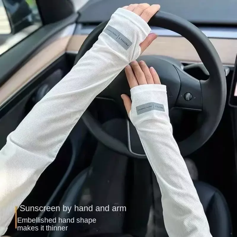 Large Size Ice Sleeves for Men's Sun Protection Japanese Summer Outdoor UV Protection Loose Arm Sleeves Driving Outdoor Gloves