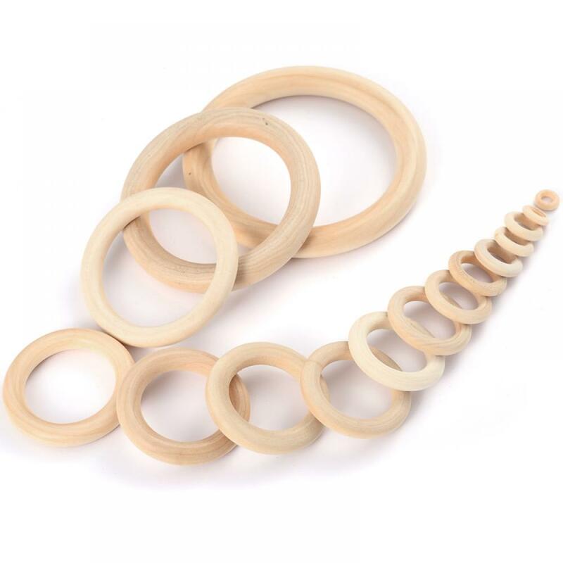Handmade Natural Maple mordedor de madeira, anéis de dentição para o bebê, mordedor para colar e pulseira, artesanato DIY, 12-125mm