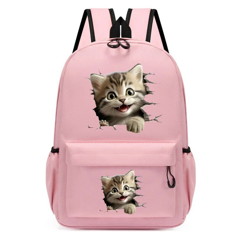 Children Bagpack Cute Cat Print Girl Backpack Kindergarten Schoolbag Kids Cartoon Anime Girl Bookbag Travel Students School Bags