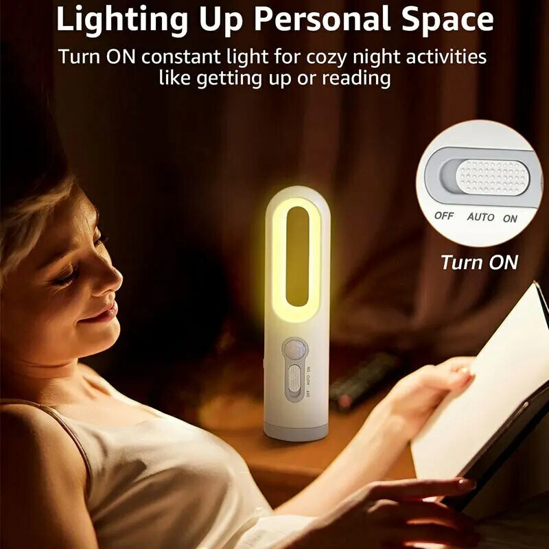 Linterna portátil 2 en 1 con Sensor de movimiento, luz nocturna para dormitorio, baño, lectura, Camping, alimentación de bebé, cuidado de los ojos