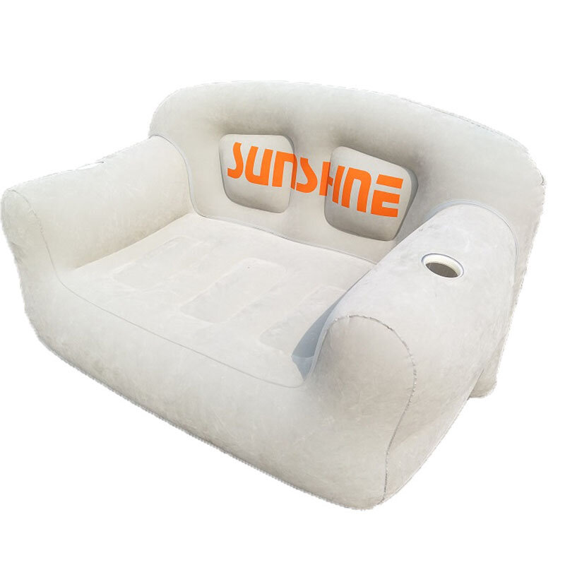 Juego de sillas plegables para exteriores, sofá inflable doble, flocado, muebles portátiles para acampar, tumbonas de playa