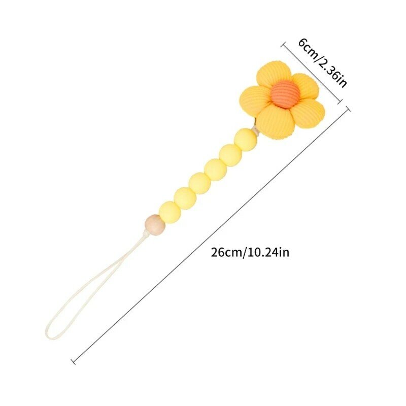 Bezpieczny i stylowy łańcuszek klipsem do smoczka dla niemowląt dla niemowląt wisiorek kwiatkiem zabawka ząbkowanie pasek na