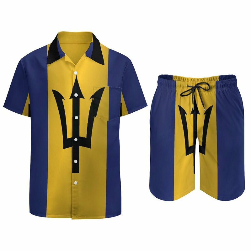 Barbados Flag Men's Beach Suit Graphic Vintage 2 Pieces Pantdress Vintage  Home Eur Size