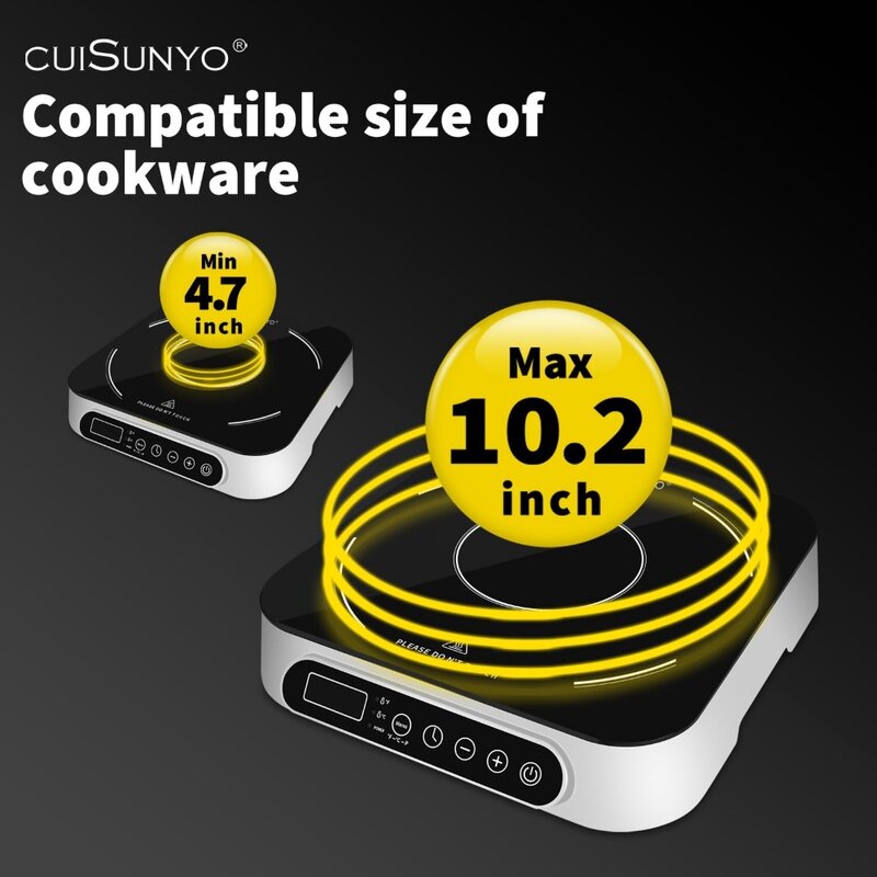 1800W Portable Induction Cooktop Settings Induction Burner Suitable and Digital Sensor for Magnetic Cookware