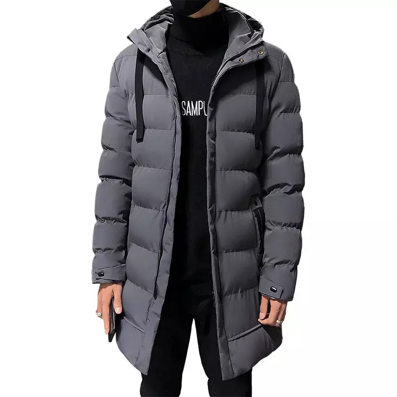 メンズミドル丈パーカジャケット,厚手の暖かいウインドブレーカー,長い毛皮の襟,パッド入りのサーマルパーカー,冬のファッション